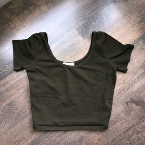 Army green crop top